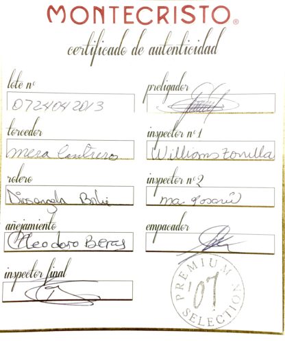 montecristo cigars certificate of authenticity image